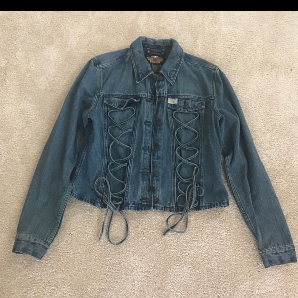 HARLEY DAVIDSON  BUTTON FRONT BLUE JEAN JACKET